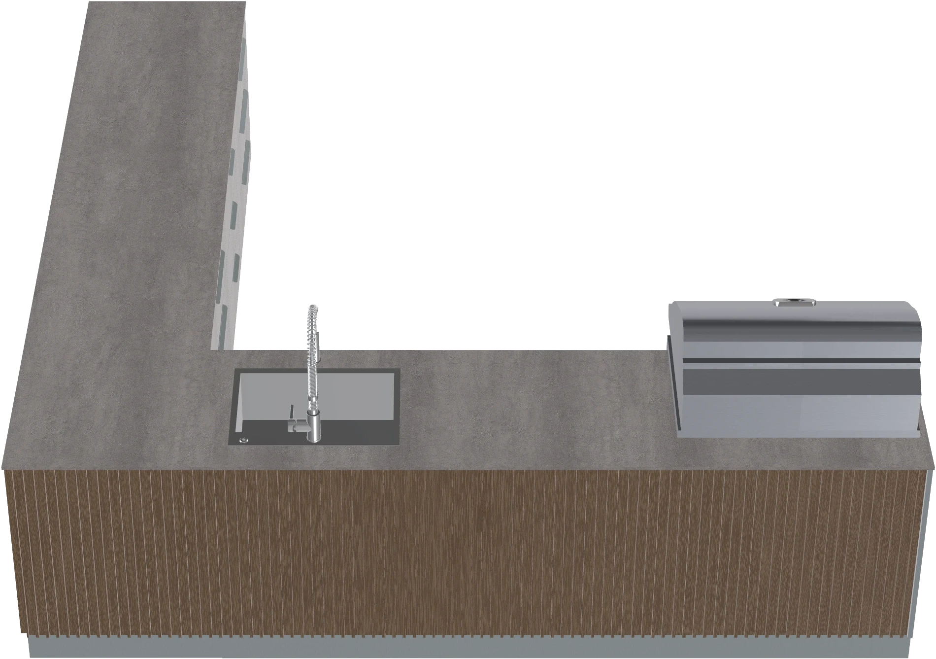 16.7 ft L-Shaped Modular Outdoor Kitchen Island with Grill & Sink - view 3