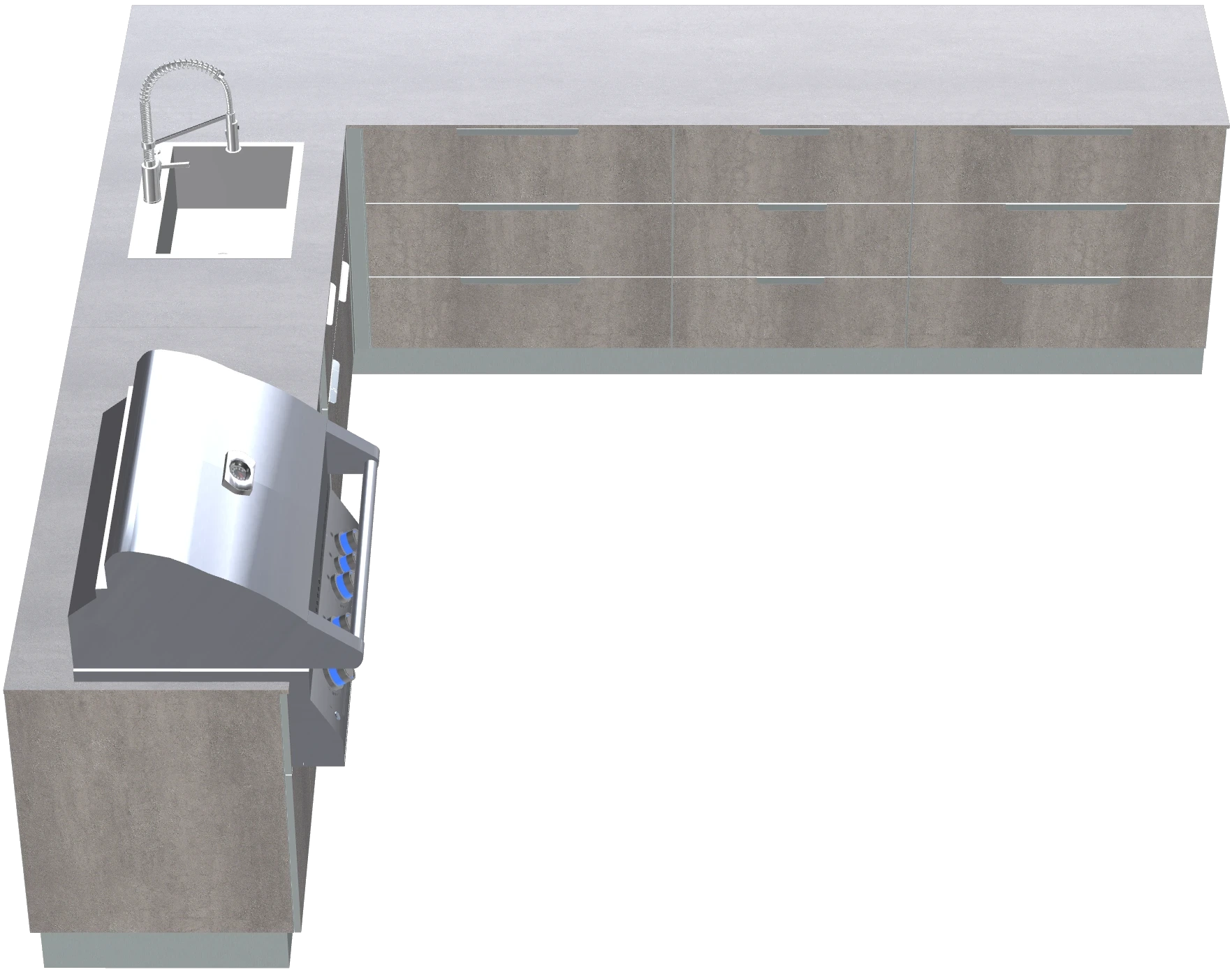 16.7 ft L-Shaped Modular Outdoor Kitchen Island with Grill & Sink - view 4