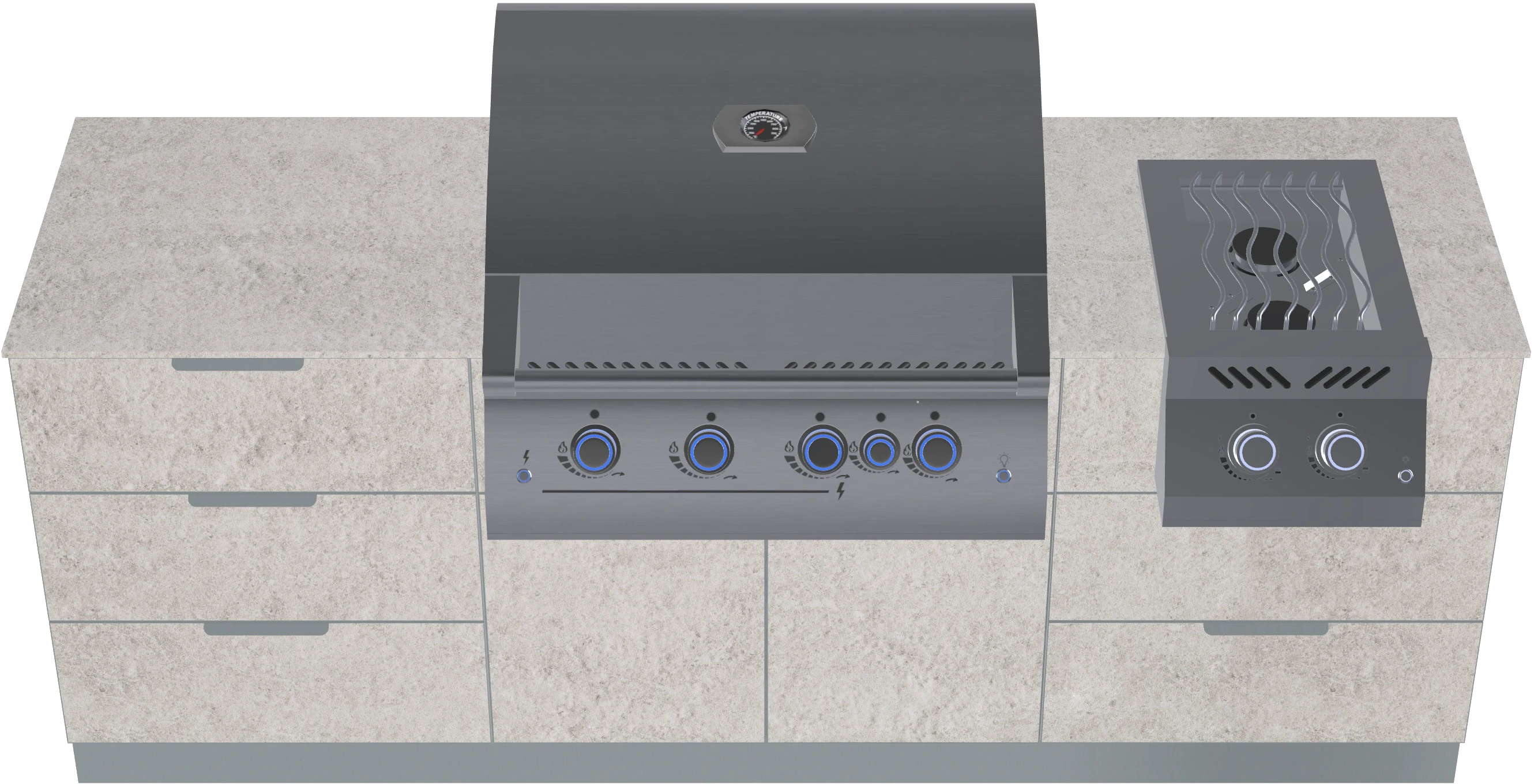 7.5 ft Linear Modular Outdoor Kitchen Island with Grill & Side Burner - view 1