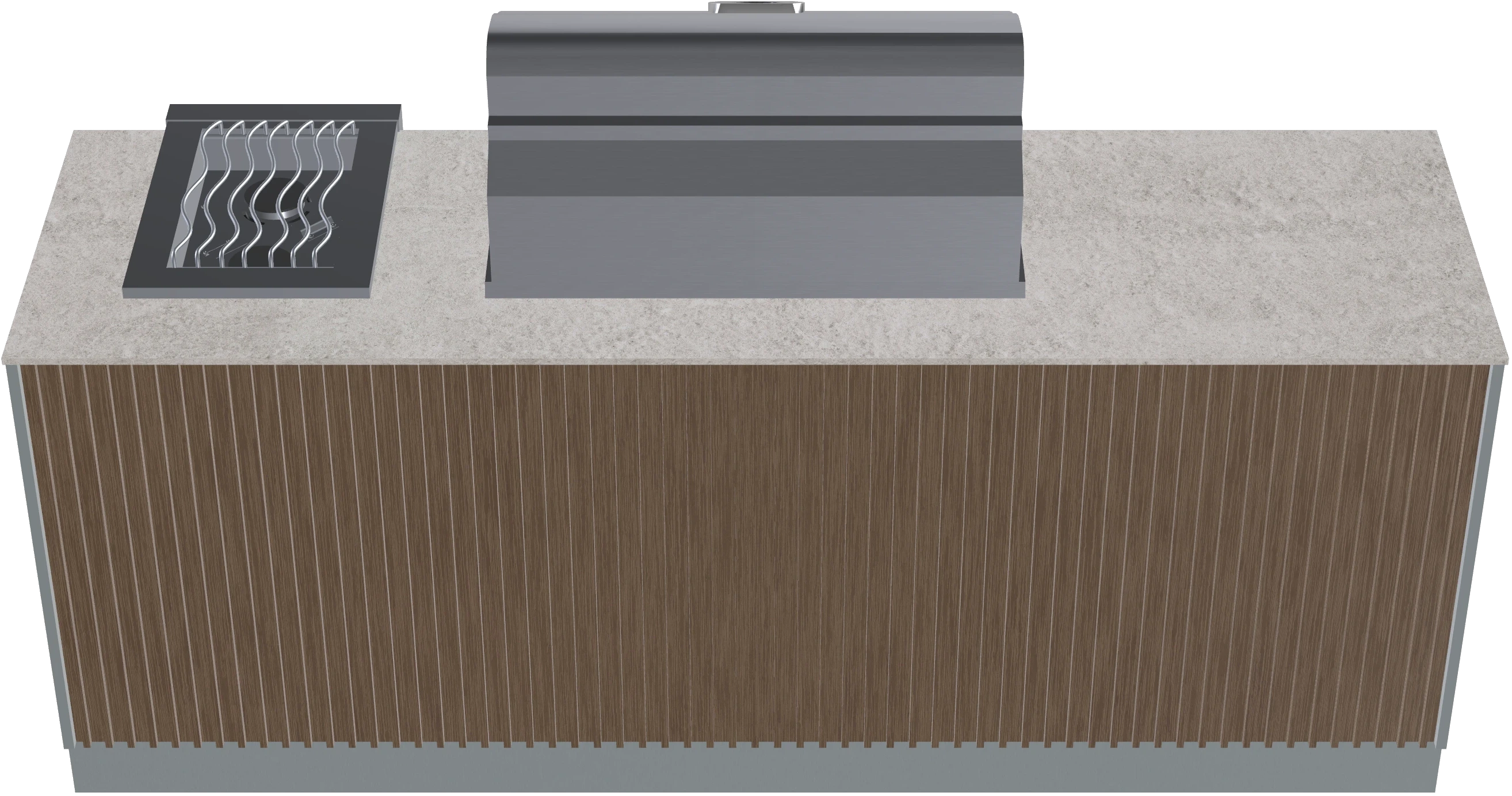 7.5 ft Linear Modular Outdoor Kitchen Island with Grill & Side Burner - view 3