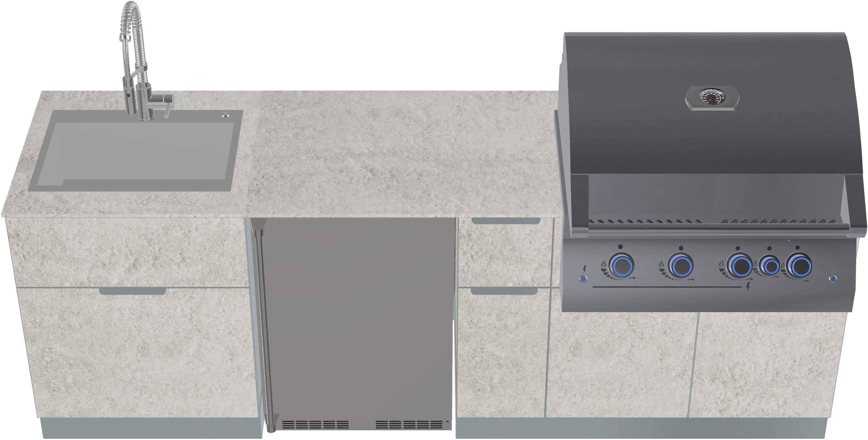 8.2 ft Linear Modular Outdoor Kitchen Island with Grill & Sink