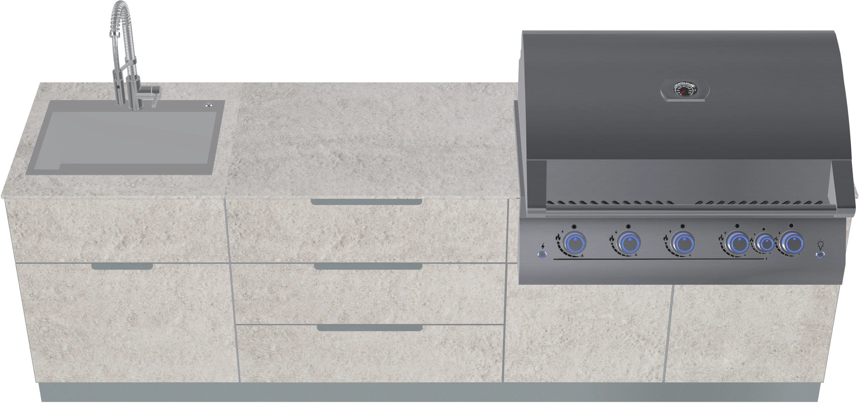8.9 ft Linear Modular Outdoor Kitchen Island with Grill & Sink