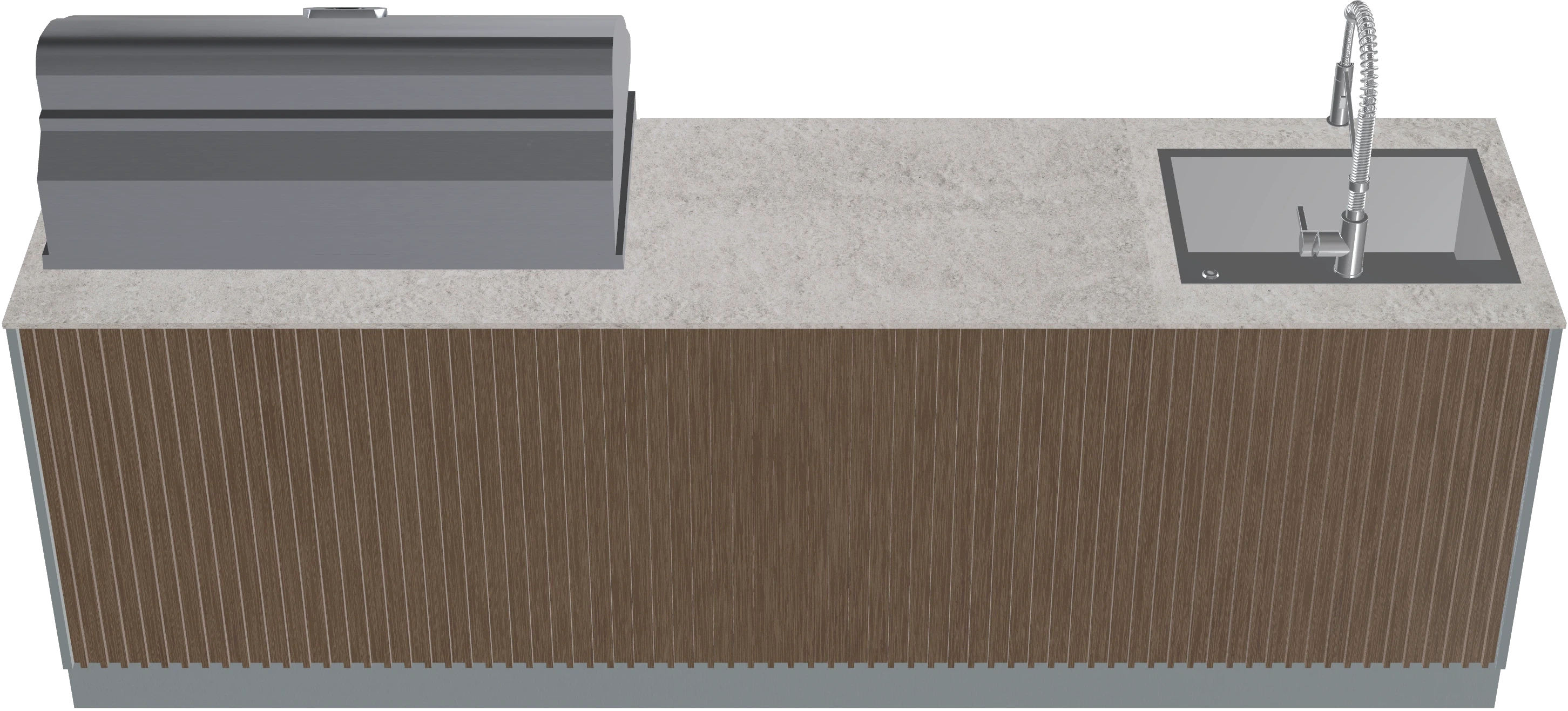 8.9 ft Linear Modular Outdoor Kitchen Island with Grill & Sink - view 3