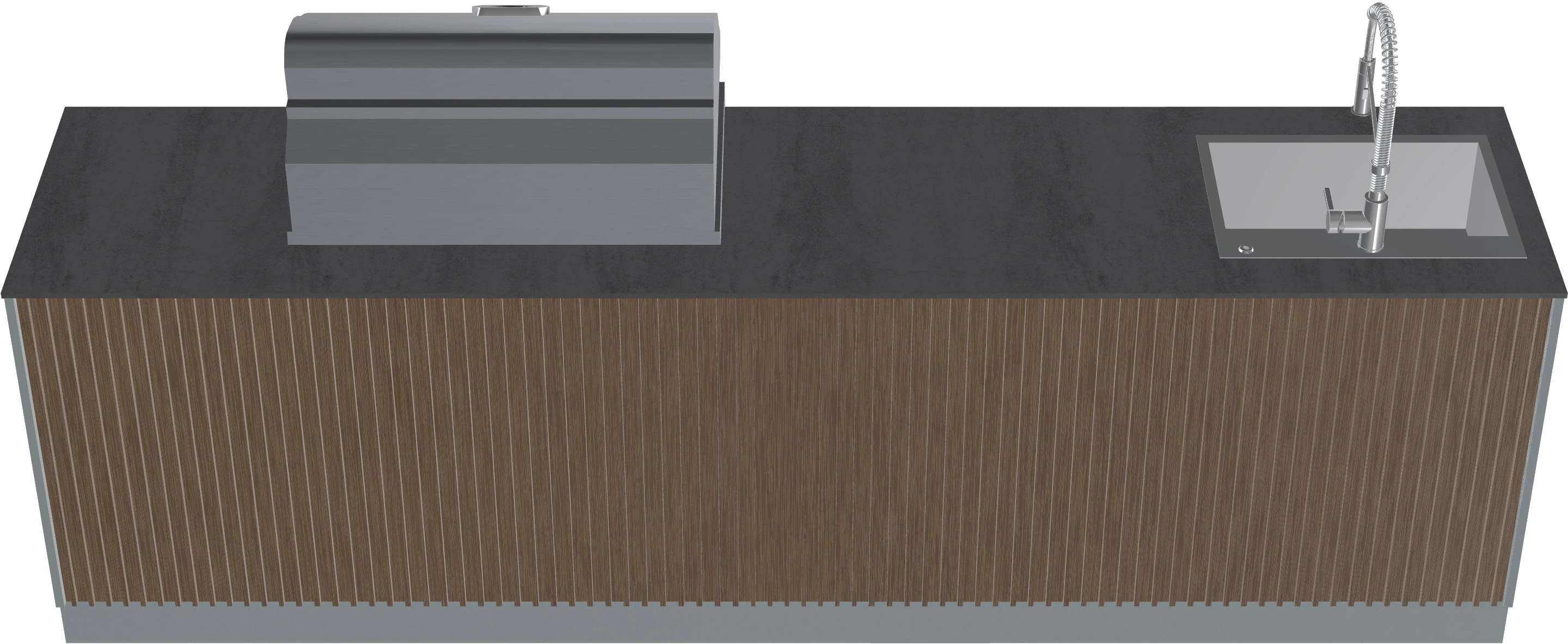 9.8 ft Linear Modular Outdoor Kitchen Island with Grill, Sink & Refrigerator - view 3